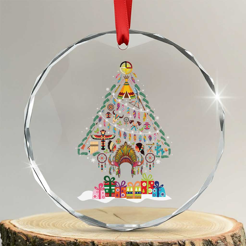 Funny Native American Xmas Tree Medicine Wheel Crystal Glass Ornament TS11