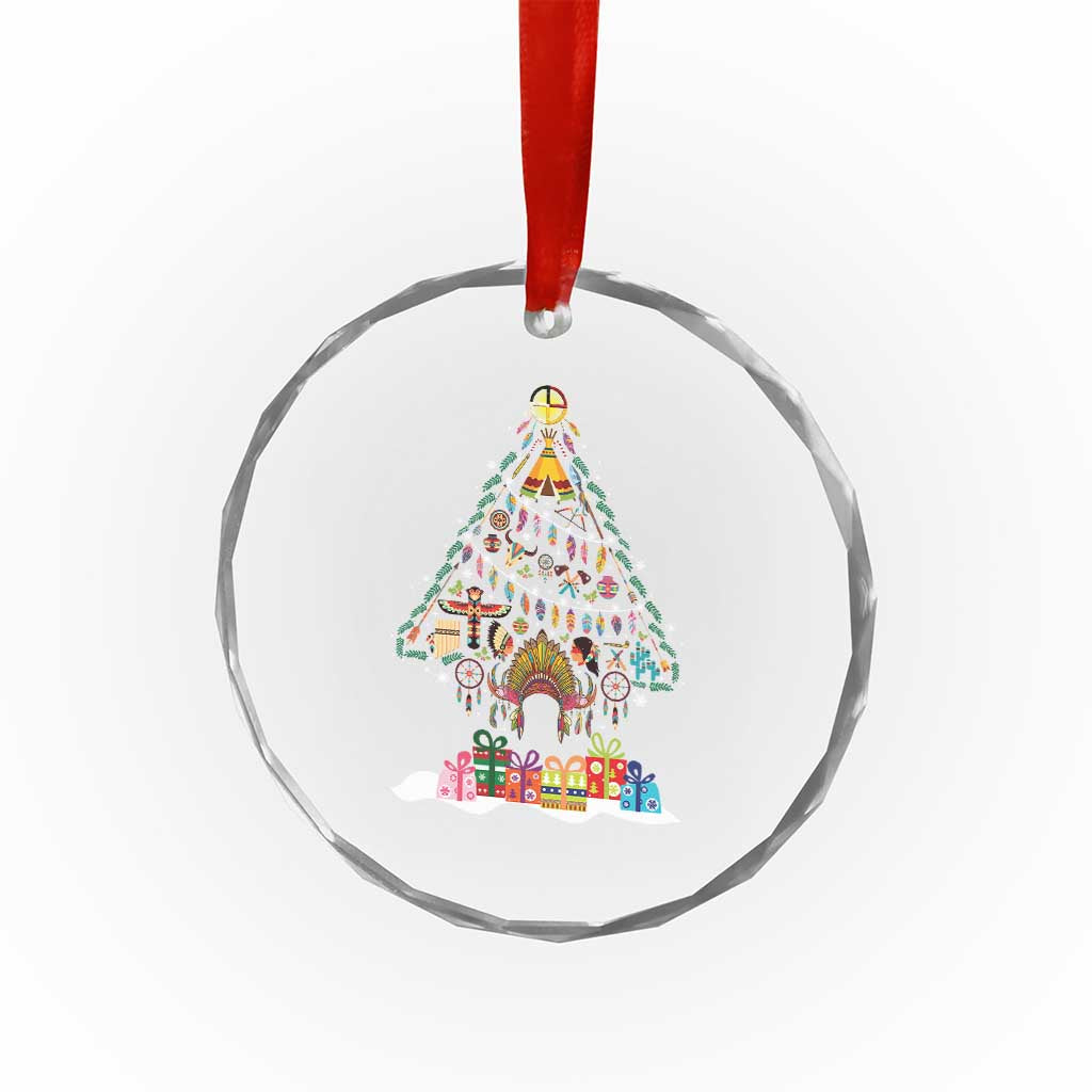 Funny Native American Xmas Tree Medicine Wheel Crystal Glass Ornament TS11