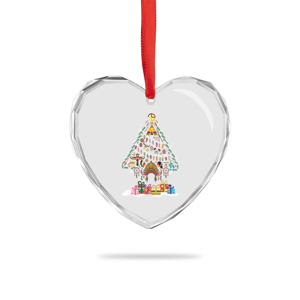 Funny Native American Xmas Tree Medicine Wheel Heart Crystal Glass Ornament - Wonder Print Shop
