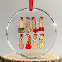 Funny Naughty Christmas Dirty Santa Hat Xmas Adult Humor Crystal Glass Ornament - Wonder Print Shop
