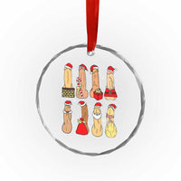 Funny Naughty Christmas Dirty Santa Hat Xmas Adult Humor Crystal Glass Ornament - Wonder Print Shop