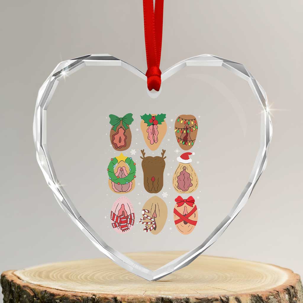 Funny Naughty Christmas Dirty Xmas Adult Humor Heart Crystal Glass Ornament - Wonder Print Shop