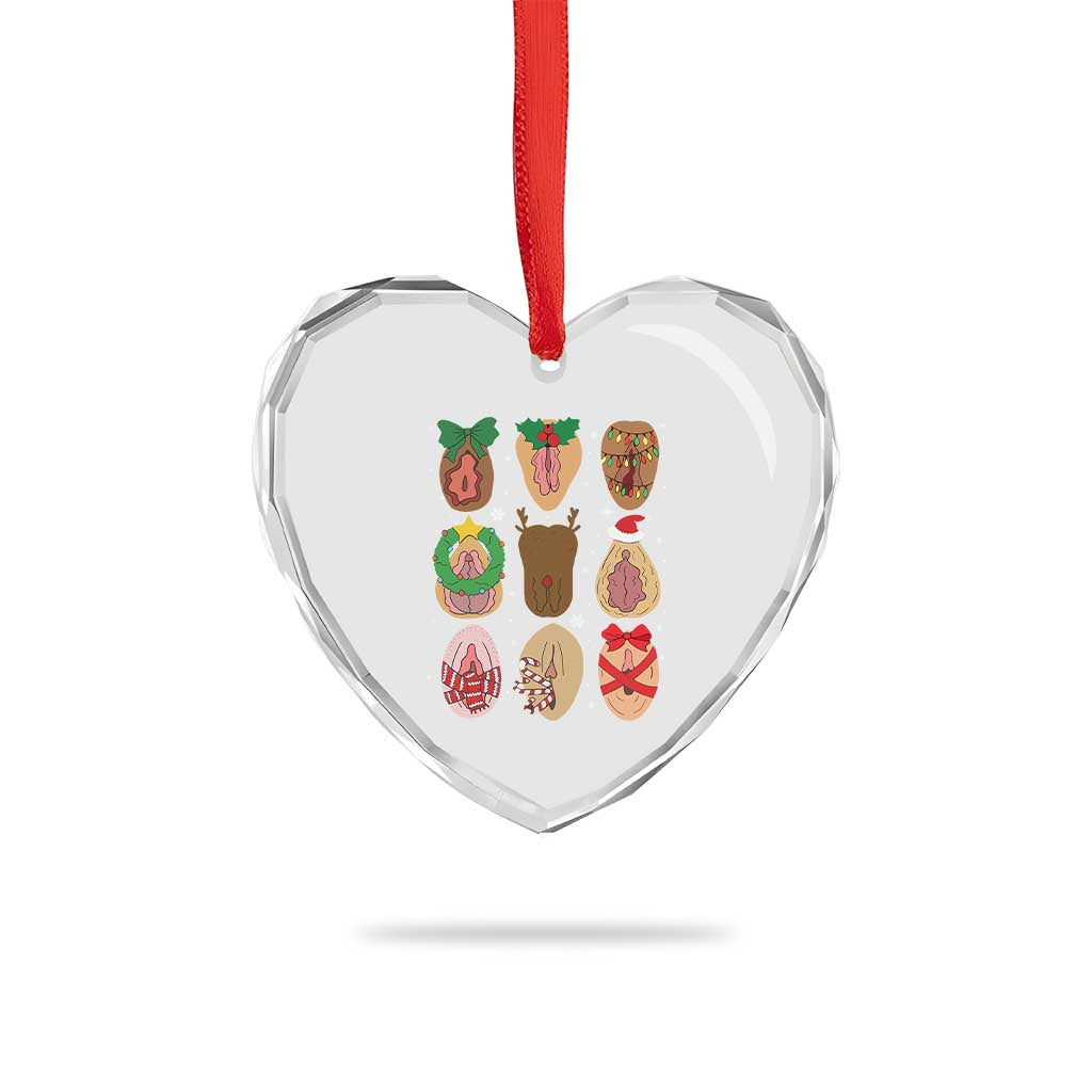Funny Naughty Christmas Dirty Xmas Adult Humor Heart Crystal Glass Ornament - Wonder Print Shop