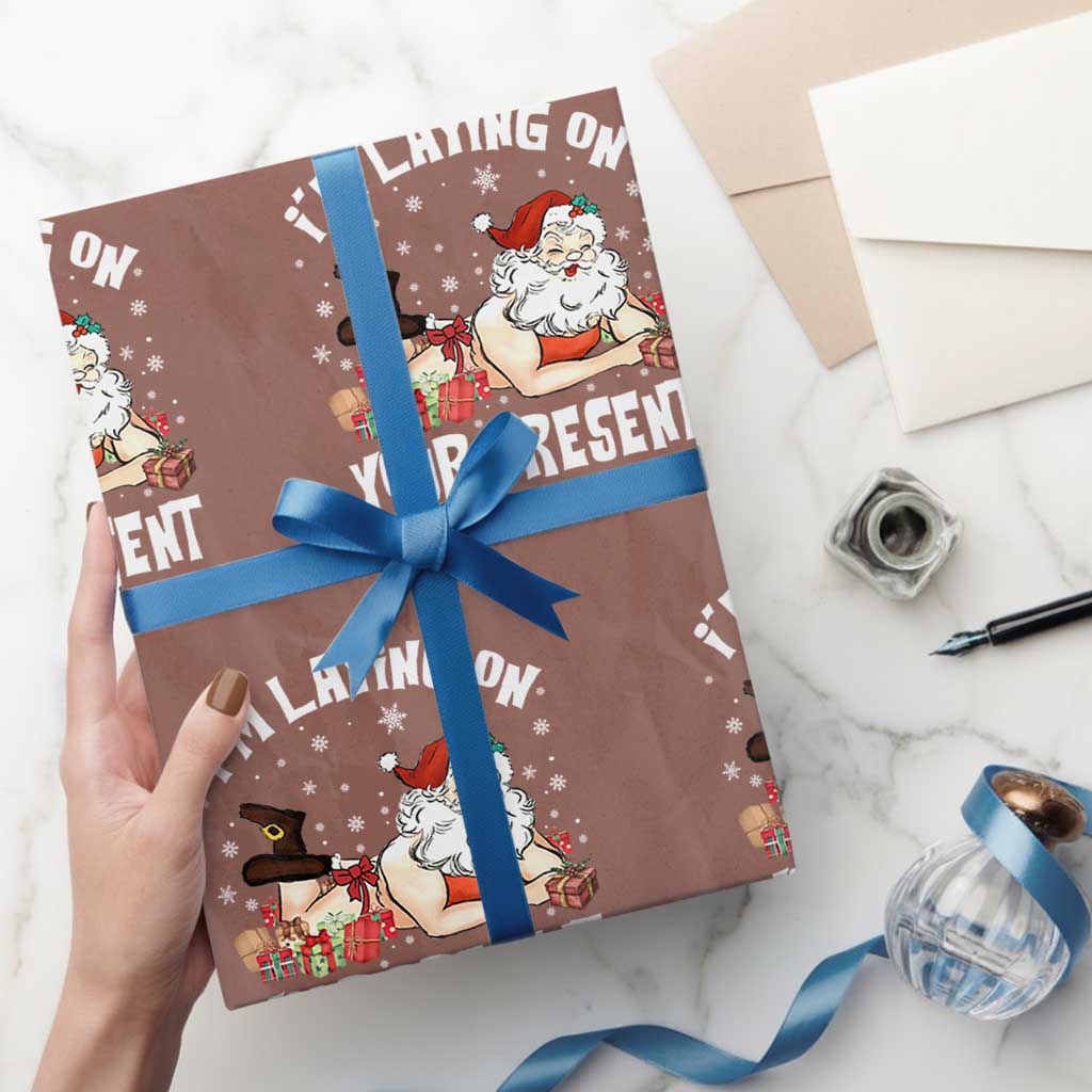 Funny Naughty Christmas Santa Wrapping Paper Roll I'm Laying On Your Present - Wonder Print Shop