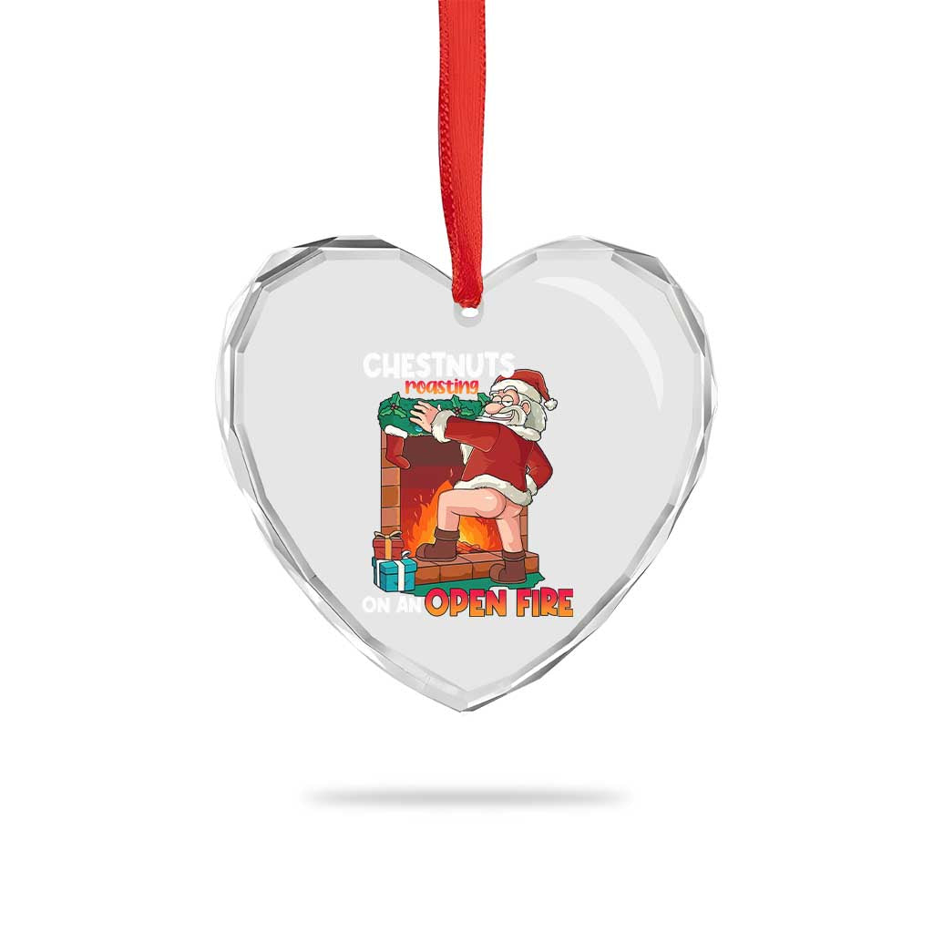 Funny Naughty Santa Heart Crystal Glass Ornament Chestnuts Roasting On An Open Fire Dirty Food Pun Xmas Joke - Wonder Print Shop
