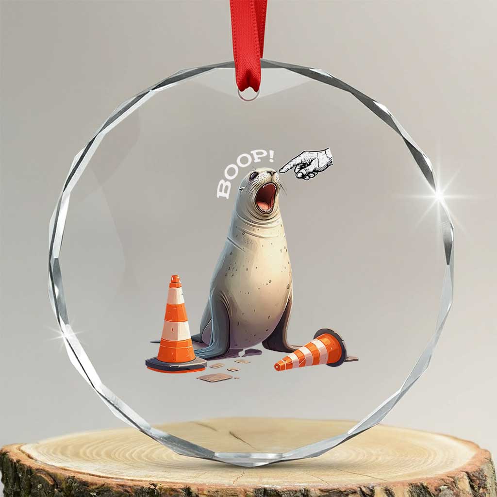 Funny Neil The Seal Boop Crystal Glass Ornament Viral Cute Seal Lover Gift