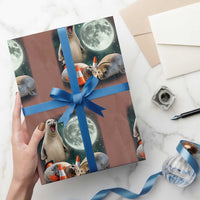 Funny Neil The Seal Howling at Moon 90s Retro Wrapping Paper Roll