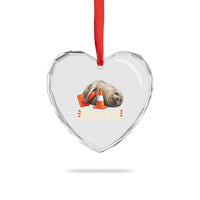 Funny Neil The Seal Nailed It Meme Heart Crystal Glass Ornament Cute Chaotic Viral Elephant Seal Traffic Cone Pun
