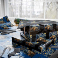 Funny Neil The Seal Starry Night Wrapping Paper Roll Van Gogh Art for Tasmania Seal Lovers