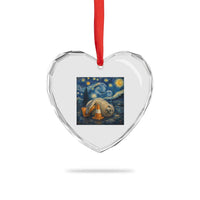 Funny Neil The Seal Starry Night Heart Crystal Glass Ornament Van Gogh Art for Tasmania Seal Lovers