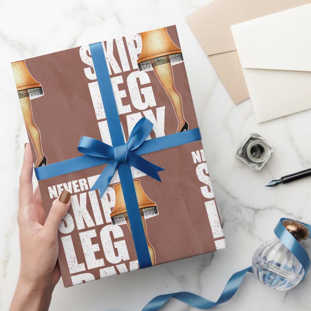 Funny Never Skip Leg Day Christmas Movie Wrapping Paper Roll Italian Leg Lamp - Wonder Print Shop