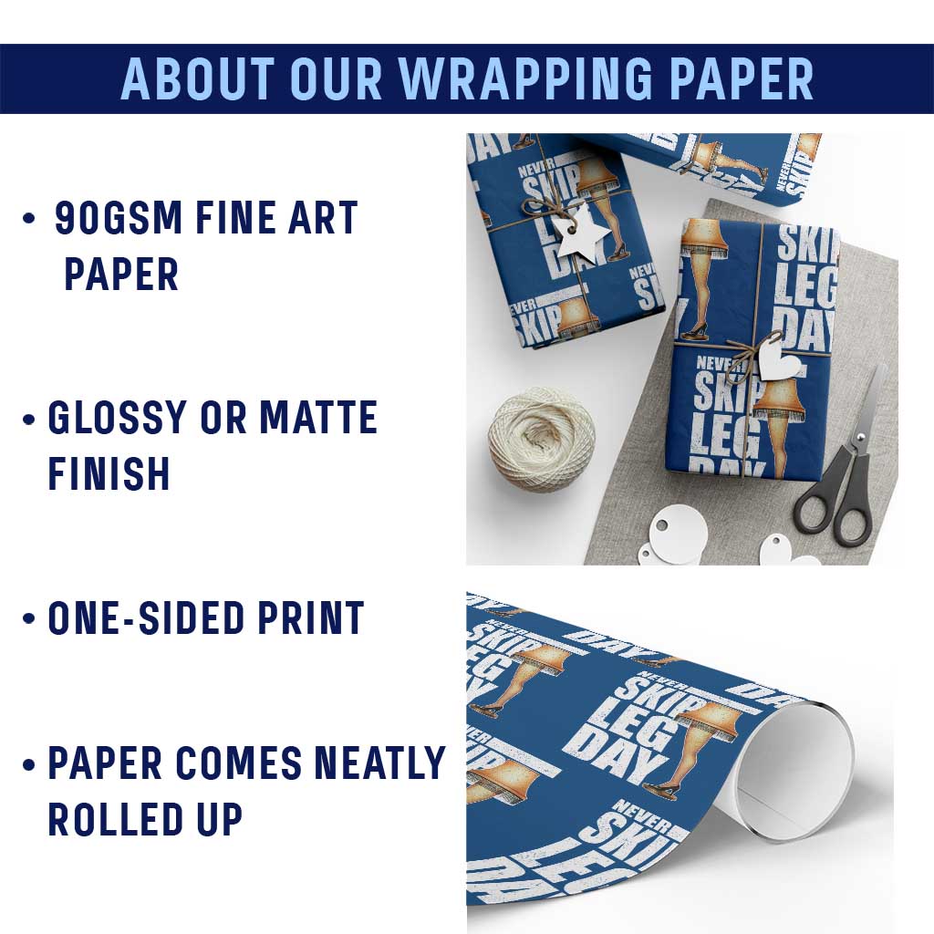 Funny Never Skip Leg Day Christmas Movie Wrapping Paper Roll Italian Leg Lamp - Wonder Print Shop