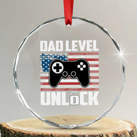 Funny New Dad Crystal Glass Ornament First Fathers Day Dad Level Unlocked Gaming Gamer - Wonder Print Shop