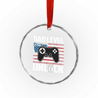 Funny New Dad Crystal Glass Ornament First Fathers Day Dad Level Unlocked Gaming Gamer - Wonder Print Shop