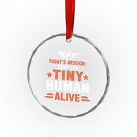 Funny New Dad Crystal Glass Ornament First Time Father Grandpa Keep Tiny Human Alive - Wonder Print Shop