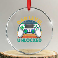Funny New Dad Crystal Glass Ornament Retro Dad Level Unlocked Gaming Gamer - Wonder Print Shop