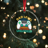 Funny New Dad Crystal Glass Ornament Retro Dad Level Unlocked Gaming Gamer - Wonder Print Shop