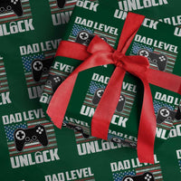 Funny New Dad Wrapping Paper Roll First Fathers Day Dad Level Unlocked Gaming Gamer - Wonder Print Shop