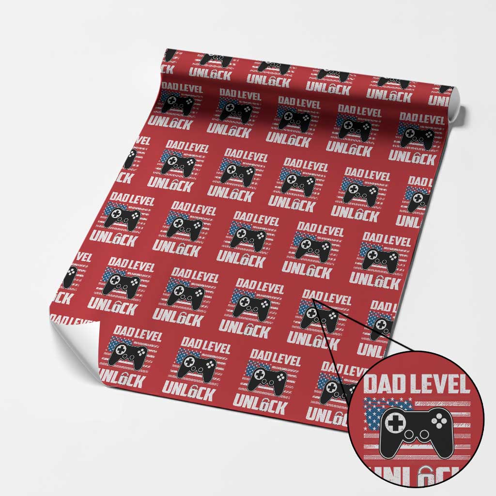 Funny New Dad Wrapping Paper Roll First Fathers Day Dad Level Unlocked Gaming Gamer - Wonder Print Shop