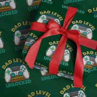 Funny New Dad Wrapping Paper Roll Retro Dad Level Unlocked Gaming Gamer - Wonder Print Shop