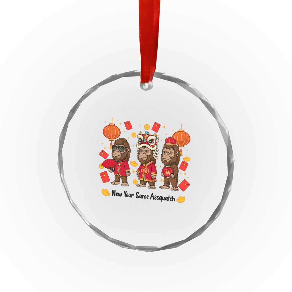 Funny New Year Same Assquatch Crystal Glass Ornament Bigfoot Lover - Wonder Print Shop