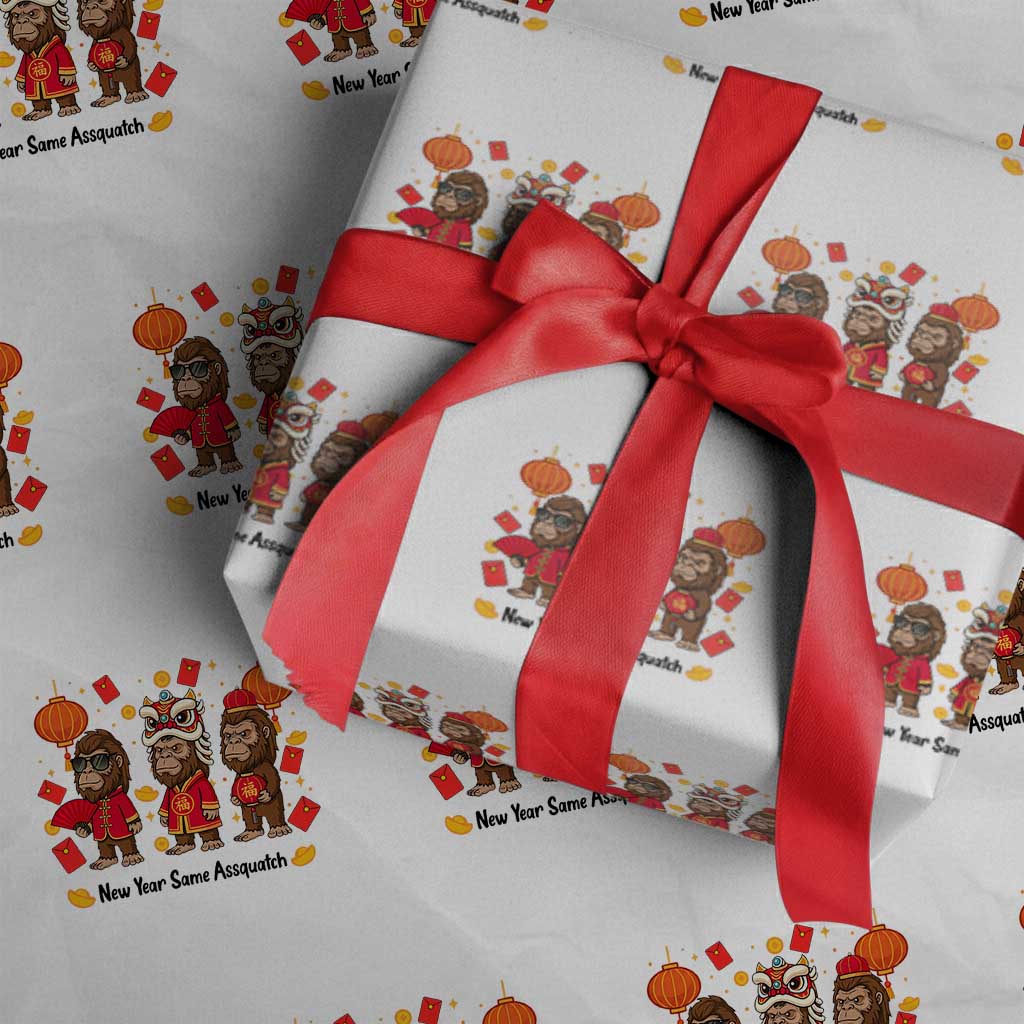Funny New Year Same Assquatch Wrapping Paper Roll Bigfoot Lover - Wonder Print Shop