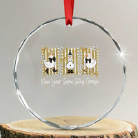 Funny New Year Same Silly Goose Crystal Glass Ornament New Year Eve Goose Squad Faux Glitter - Wonder Print Shop