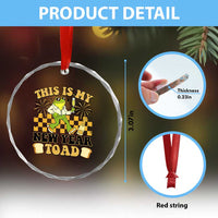 Funny New Years Eve Crystal Glass Ornament This Is My New Year Toad Frog Pun - Wonder Print Shop
