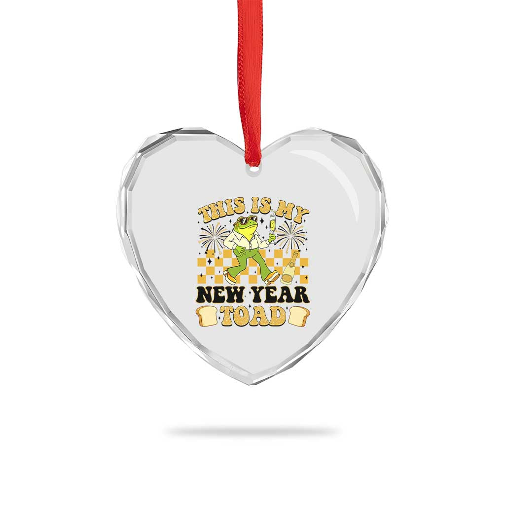 Funny New Years Eve Heart Crystal Glass Ornament This Is My New Year Toad Frog Pun - Wonder Print Shop