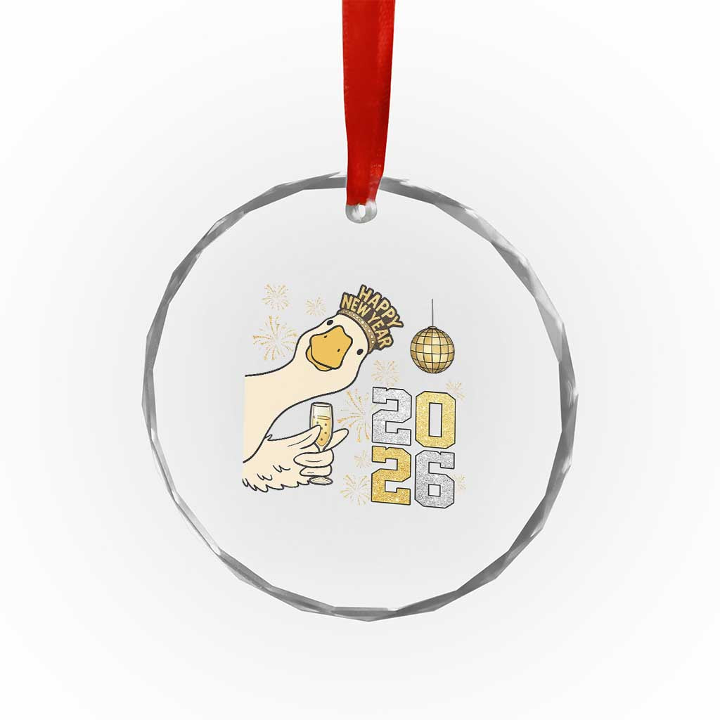 Funny New Years Eve Silly Goose 2026 Crystal Glass Ornament New Year Party - Wonder Print Shop