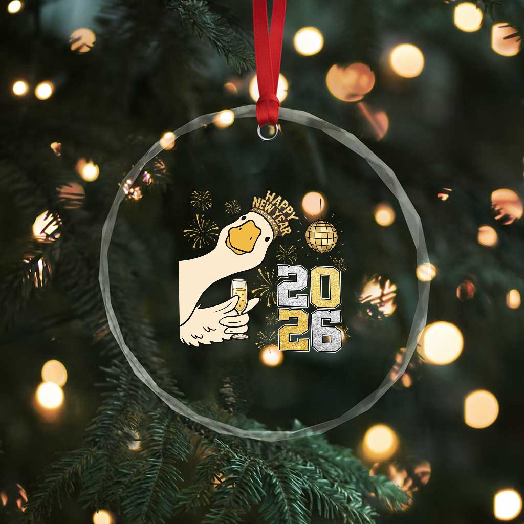 Funny New Years Eve Silly Goose 2026 Crystal Glass Ornament New Year Party - Wonder Print Shop