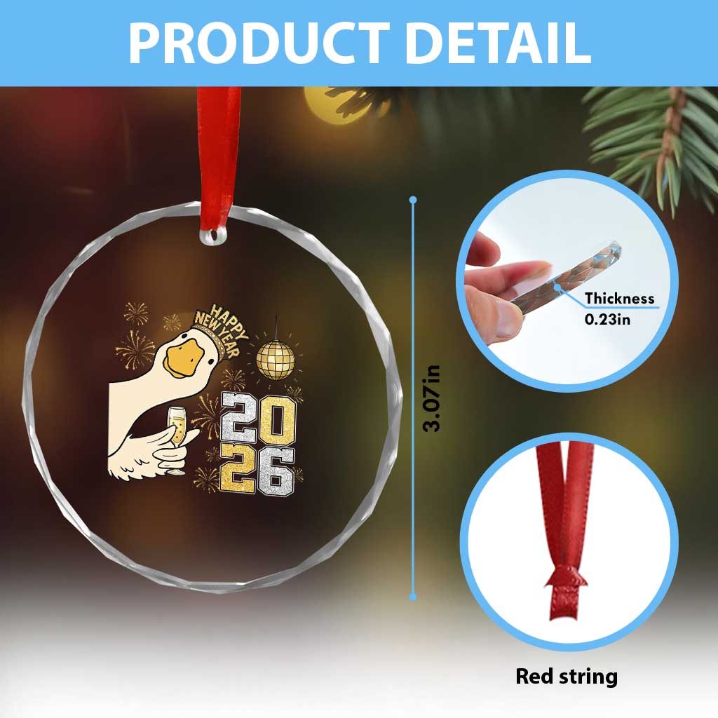 Funny New Years Eve Silly Goose 2026 Crystal Glass Ornament New Year Party - Wonder Print Shop