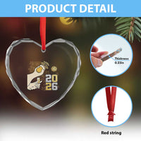 Funny New Years Eve Silly Goose 2026 Heart Crystal Glass Ornament New Year Party - Wonder Print Shop