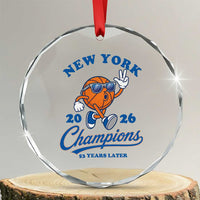 Funny New York 2026 Hoops Fan Graphic Crystal Glass Ornament Vintage 26 Champions Pride 53 Years Later