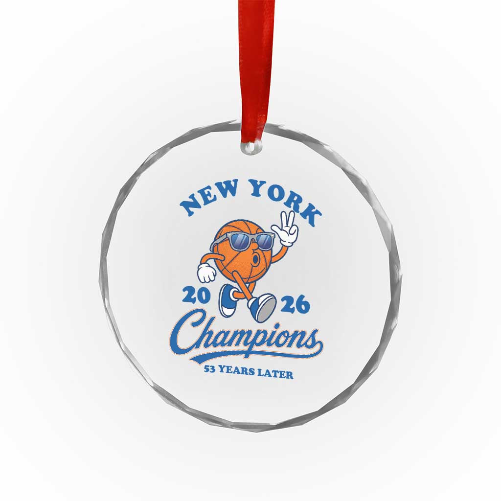 Funny New York 2026 Hoops Fan Graphic Crystal Glass Ornament Vintage 26 Champions Pride 53 Years Later
