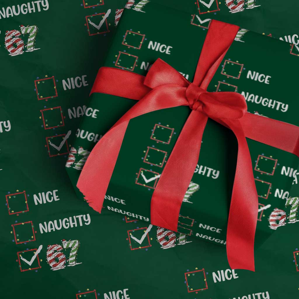 Funny Nice Naughty 67 Wrapping Paper Roll Christmas Six Seven Meme Brainrot - Wonder Print Shop