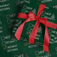 Funny Nice Naughty And I Regret Nothing Christmas List Wrapping Paper Roll Christmas Tree Candy Cane - Wonder Print Shop