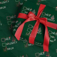 Funny Nice Naughty Bruh Wrapping Paper Roll Christmas Tree Candy Cane - Wonder Print Shop