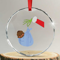 Funny NICU Labor Delivery Nurse Xmas Santa Black Baby Crystal Glass Ornament - Wonder Print Shop