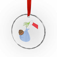 Funny NICU Labor Delivery Nurse Xmas Santa Black Baby Crystal Glass Ornament - Wonder Print Shop