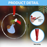 Funny NICU Labor Delivery Nurse Xmas Santa Black Baby Crystal Glass Ornament - Wonder Print Shop