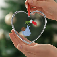 Funny NICU Labor Delivery Nurse Xmas Santa Black Baby Heart Crystal Glass Ornament - Wonder Print Shop