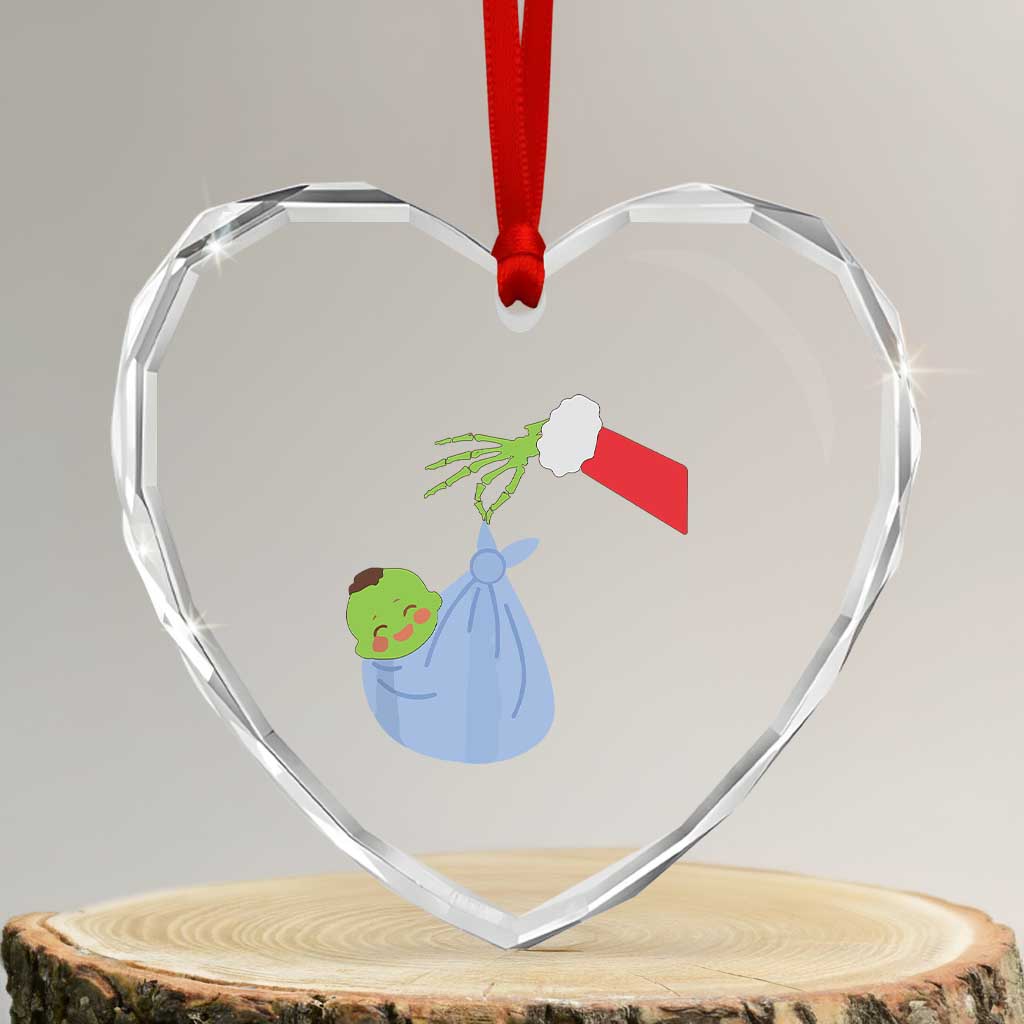 Funny NICU Labor Delivery Nurse Xmas Santa Green Baby Heart Crystal Glass Ornament - Wonder Print Shop