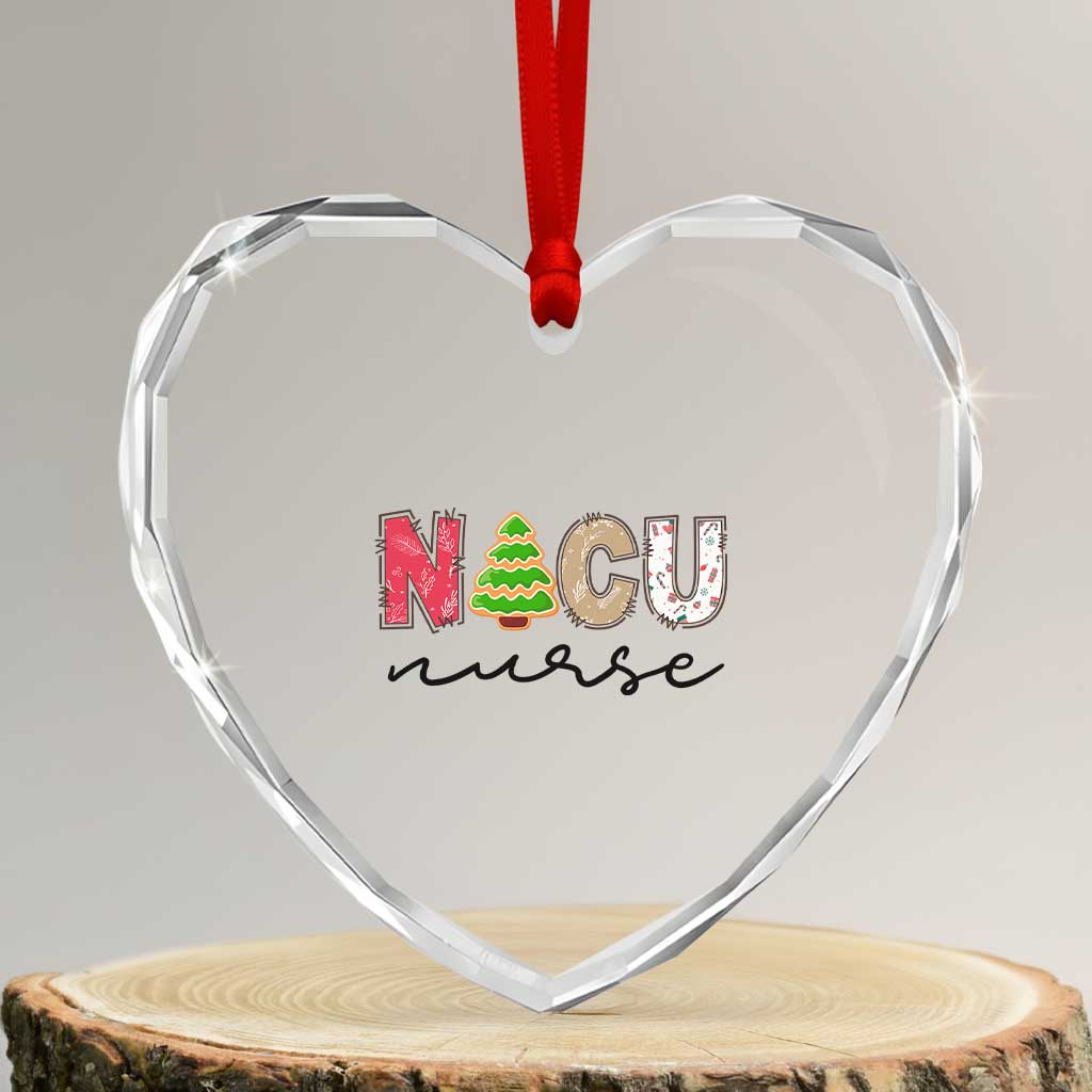 Funny NICU Labor Delivery Nurse Xmas Xmas Tree Heart Crystal Glass Ornament - Wonder Print Shop
