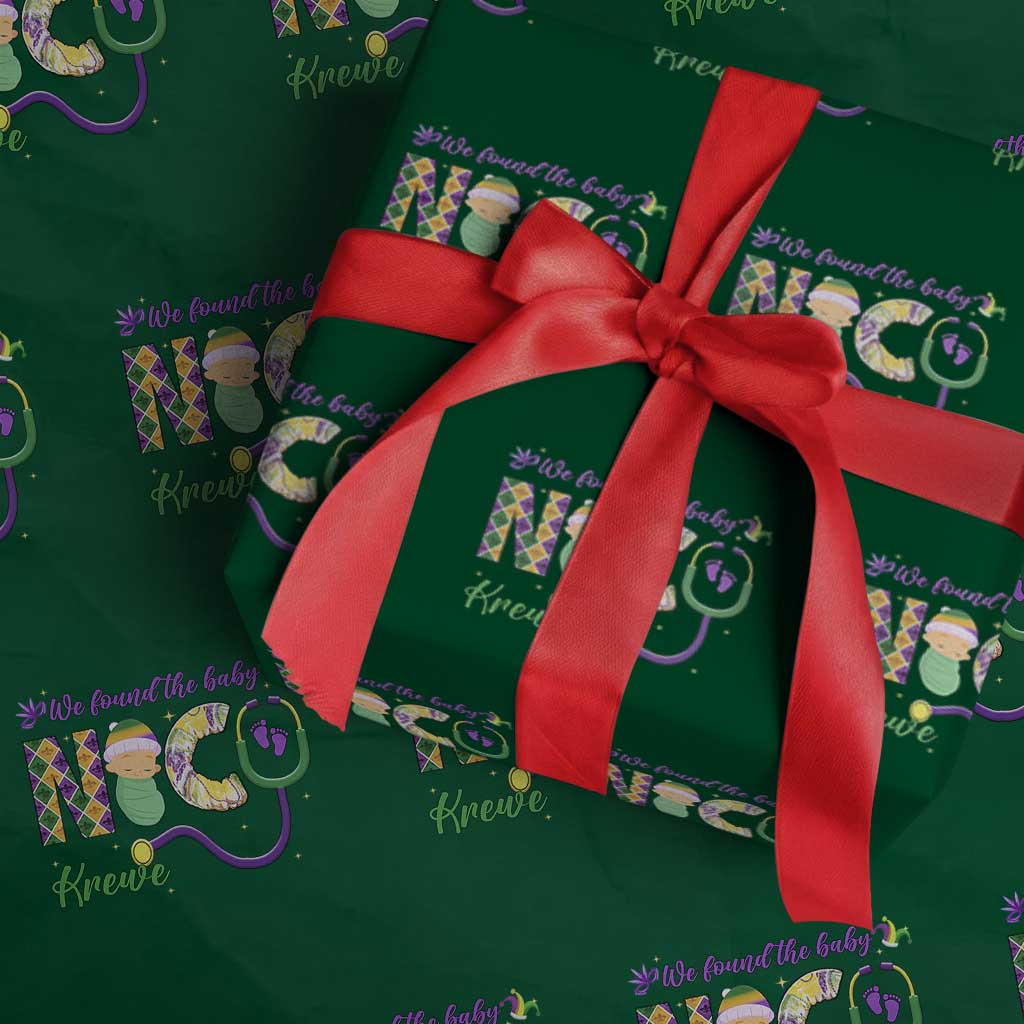 Funny NICU Mardi Gras Wrapping Paper Roll We Found The Baby NICU Krewe King Cake
