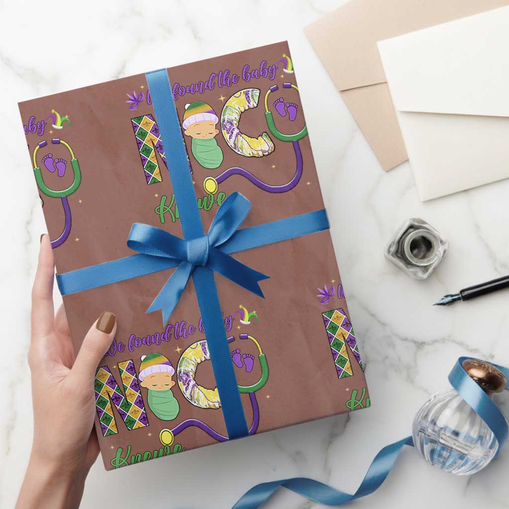 Funny NICU Mardi Gras Wrapping Paper Roll We Found The Baby NICU Krewe King Cake