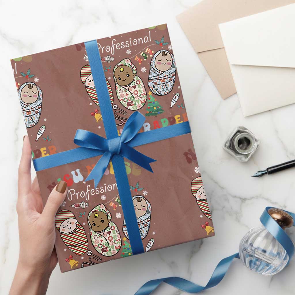 Funny NICU Nurse Christmas Wrapping Paper Roll Professional Baby Wrapper - Wonder Print Shop