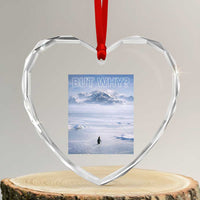 Funny Nihilist Penguin But Why Meme Heart Crystal Glass Ornament Existential Arctic Scene Icy Wilderness Quiet Thinkers