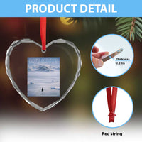 Funny Nihilist Penguin But Why Meme Heart Crystal Glass Ornament Existential Arctic Scene Icy Wilderness Quiet Thinkers