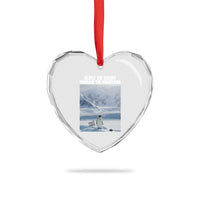 Funny Nihilist Penguin Existential Meme Heart Crystal Glass Ornament Reject the Colony Embrace the Mountains